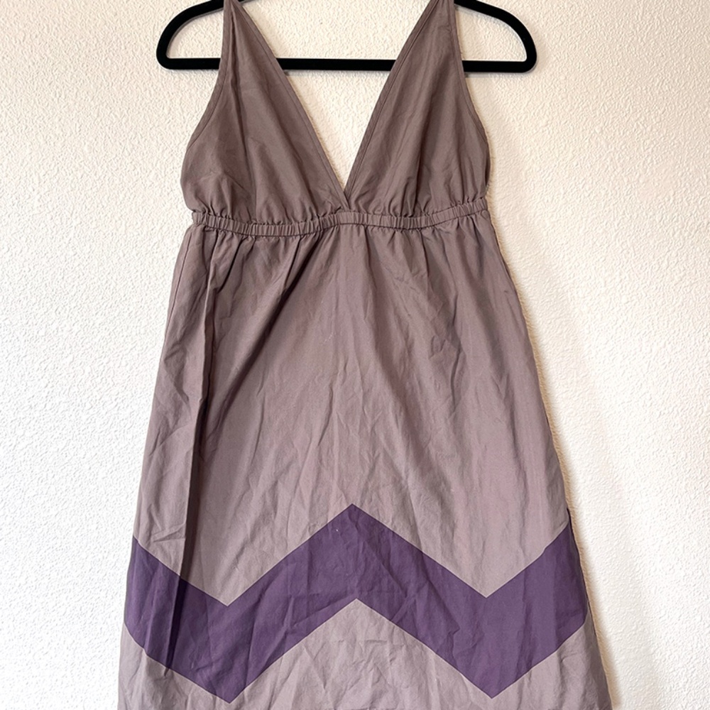 RVCA Grey/Purple Sundress, Spaghetti strap low-cut neckline | Size L